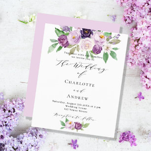 Papier Faire-part de mariage à budget d'aquarelle violett