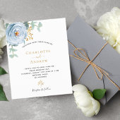 Papier Faire-part de mariage à budget floral bleu poussié