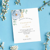 Papier Faire-part de mariage à budget floral bleu poussié