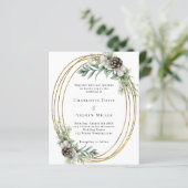 Papier Faire-part de mariage à cadre doré de pin cône (Debout devant)