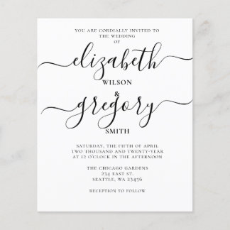 Papier Faire-part de mariage à calligraphie blanche pour