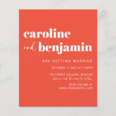 Papier Faire-Part de Mariage à Carreaux Orange Gras sur B (Devant)