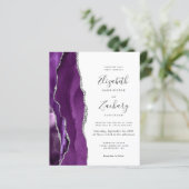 Papier Faire-part de mariage à code QR Agate Violet Budge (Debout devant)