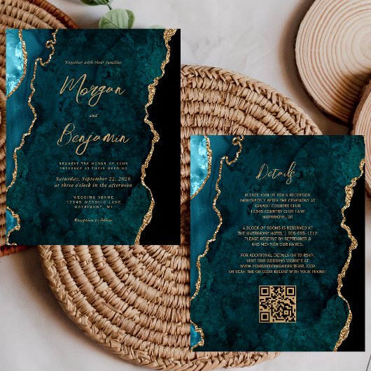 Papier Faire-part de mariage à code QR avec écriture Budg