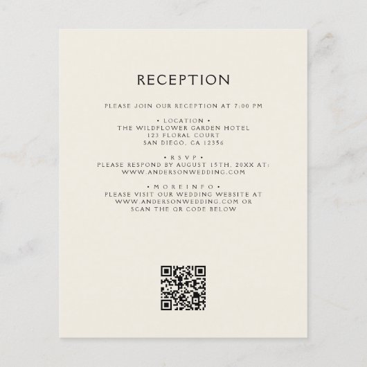 Papier Faire-part de mariage à code QR de fleurs sauvages (Dos)