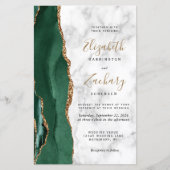 Papier Faire-part de mariage à code QR en marbre d'agate (Devant)