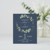 Papier Faire-part de mariage à code QR Eucalyptus Bleu Ma (Debout devant)
