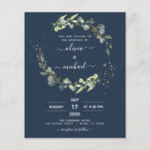 Papier Faire-part de mariage à code QR Eucalyptus Bleu Ma (Devant)