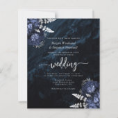 Papier Faire-part de mariage à code QR floral argenté Nav (Devant)