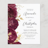 Papier Faire-part de mariage à code QR floral doré de Bou (Devant)