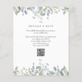 Papier Faire-part de mariage à code QR floral lilas budgé (Dos)