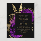 Papier Faire-part de mariage à code QR floral violet mood (Devant)