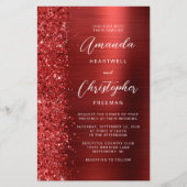 Papier Faire-part de mariage à code QR Glam Rouge Budget (Devant)