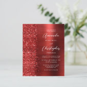 Papier Faire-part de mariage à code QR Glam Rouge Budget (Debout devant)