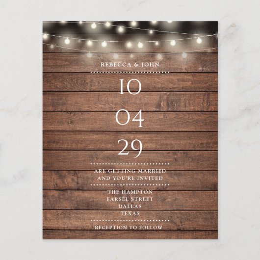 Papier Faire-part de mariage à date avec guirlande rustiq (Devant)