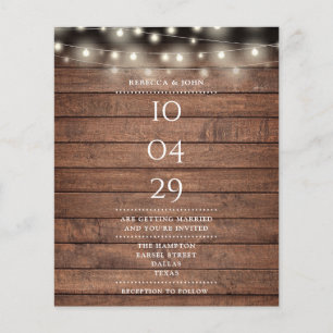 Papier Faire-part de mariage à date avec guirlande rustiq