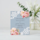 Papier Faire-part de mariage à dentelle florale or rose b (Debout devant)