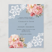 Papier Faire-part de mariage à dentelle florale or rose b (Devant)