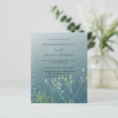 Papier Faire-part de mariage à feuillage vert bleu bon ma (Debout devant)