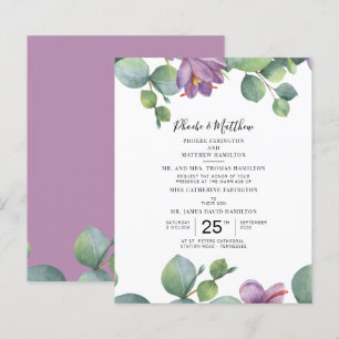 Papier Faire-part de mariage à feuillage vert pourpre euc