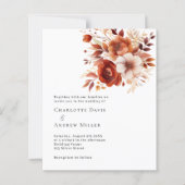 Papier Faire-part de mariage à fleurs orange brûlé beige (Devant)