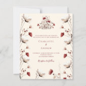 Papier Faire-part de mariage à la crème bordeaux fleur sa (Devant)