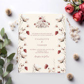 Papier Faire-part de mariage à la crème bordeaux fleur sa