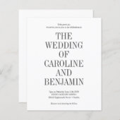 Papier Faire-part de mariage à la mode classique et écono (Devant / Derrière)