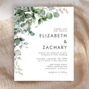 Papier Faire-part de mariage à la verdure d'eucalyptus bu