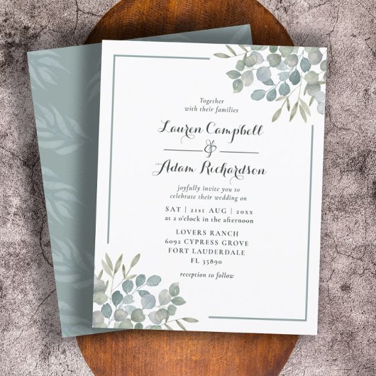 Papier Faire-part de mariage à l'aquarelle Eucalyptus Bud