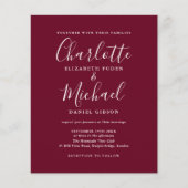 Papier Faire-part de mariage à l'écriture chic et Bourgog (Devant)