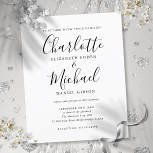 Papier Faire-part de mariage à l'écriture noir et blanc d