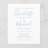 Papier Faire-part de mariage à l'écriture simple bleu pou (Devant)