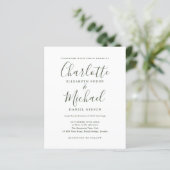 Papier Faire-Part de Mariage à l'Écriture Simple Olive (Debout devant)