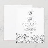 Papier Faire-part de mariage à monogramme floral moderne (Devant / Derrière)