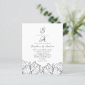 Papier Faire-part de mariage à monogramme floral moderne (Debout devant)