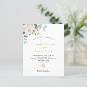 Papier Faire-part de mariage à petit budget fleuri blanc (Debout devant)