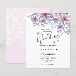 Papier Faire-part de mariage aquarelle fleurs roses budge