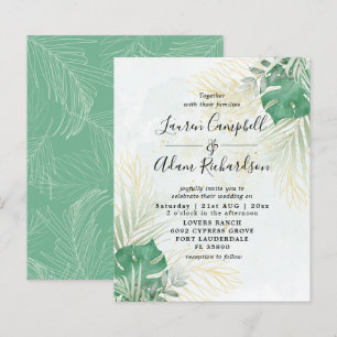 Papier Faire-part de mariage aquarelle tropical de budget