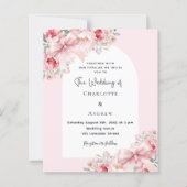 Papier Faire-part de mariage arc fleuron rose (Devant)