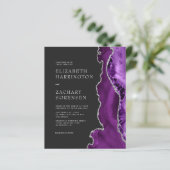 Papier Faire-part de mariage argent Agate Violet Budget (Debout devant)