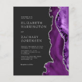 Papier Faire-part de mariage argent Agate Violet Budget (Devant)