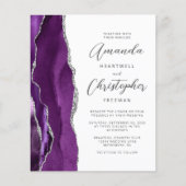 Papier Faire-part de mariage argent Agate Violet Budget (Devant)