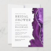 Papier Faire-part de mariage argent Agate Violet Budget (Devant)