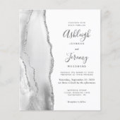 Papier Faire-part de mariage argent gris blanc Agate à pe (Devant)