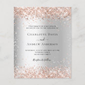 Papier Faire-part de mariage argent or rose QR RSVP budge (Devant)