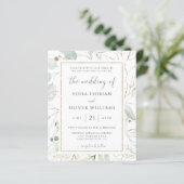 Papier Faire-part de mariage au budget eucalyptus verdure (Debout devant)