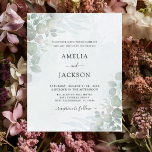 Papier Faire-part de mariage au budget sage vert eucalypt