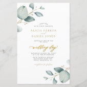 Papier Faire-part de mariage au code QR eucalyptus tout-e (Devant)