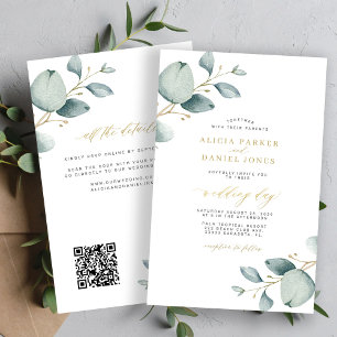 Papier Faire-part de mariage au code QR eucalyptus tout-e